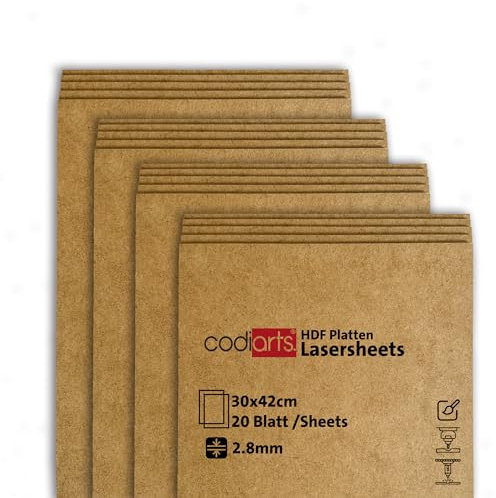 codiarts HDF Platten 30x42cm 2.8mm Hochdichte Holzfaserplatte Perfekt für Laserschneiden & Basteln Hohe Stabilität Glatte Oberfläche Umweltfreundlich (20)