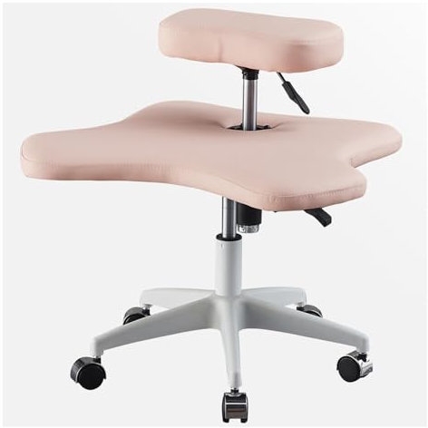 MZZKFC Kniender Bürostuhl Büro- Und Schulstuhl Im Schneidersitz Mit 5 Rädern, Höhenverstellbarer Kniestuhl, Ergonomischer Kniestuhl Für Heimarbeiter/Meditationsbegeisterte(Pink)