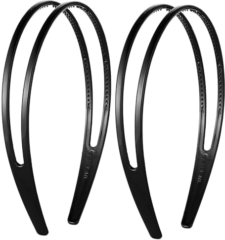 AHQiZFX 2 Stück Zweireihig Stirnbänder,Kunststoff Stirnband,Schwarz Haarreif Damen,Anti-Rutsch Haarreifen mit Zähnen,Haarband Zubehör Kopfbedeckung,für Frauen Mädchen Sport Fitness Tägliches Make-Up