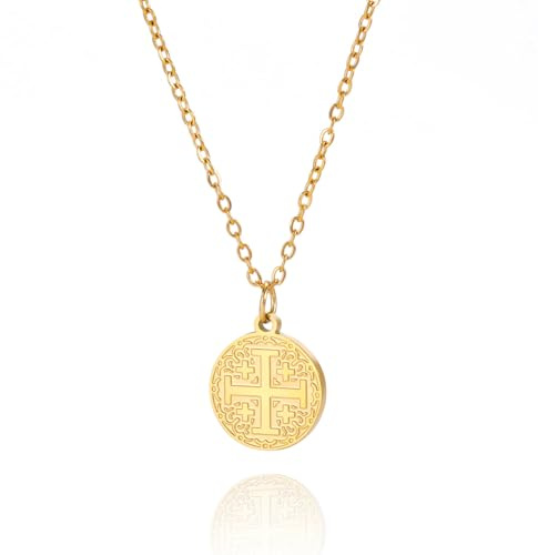 Kreuz von Jerusalem Halskette für Frauen Männer Edelstahl Gebet Christliche Ritter Kreuzritter Templer Anhänger Halskette Religiöser Schmuck