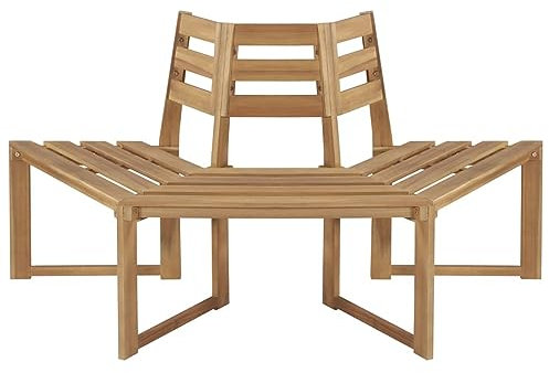 Baumbank halbsechseckig 160 cm Massivholz Akazie, Gartenmöbel, Gartenbank, Sitzbank Garten, Sitzbank Außenbank, Gartenbank, Sitzgelegenheit für draußen - 44251