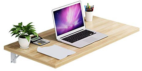 Mesa plegable de pared con tablero de madera para escritorio, soporte de metal antioxidante, fácil instalación, 120 x 40 cm