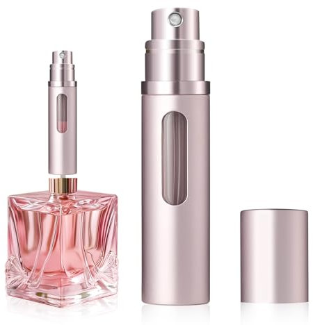 Atomizzatore Profumo 5ml,Porta Profumo da Viaggio,Dispenser Profumo Portatile,Nebulizzatore Profumo Ricaricabile (Rosa)