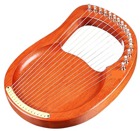 XPJYUA Lyre Harp 16-saitige Holz-Lyra-Harfe, Metallsaiten, Mahagoni-Massivholz-Saiteninstrument mit Tragetasche, Stimmschlüssel, Saiten