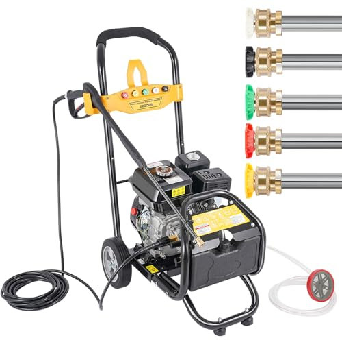 VonVVer Benzin Hochdruckreiniger Terrassenreinger 4 Takt 7,5HP - Hochdruckreiniger mit Benzinmotor & Räder 2200PSI 170Bar 0-40° Düsenwinkel 8m Hochdruckschlauch