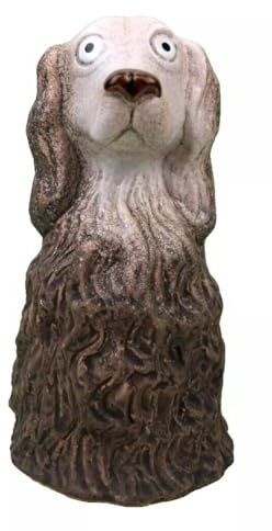 Generisch Zaunhocker Hund 18 x 9,5 x 11,5cm Pfahlhocker Zauntier Gartendeko Figur Gartenfigur aus Steingut (Henry)