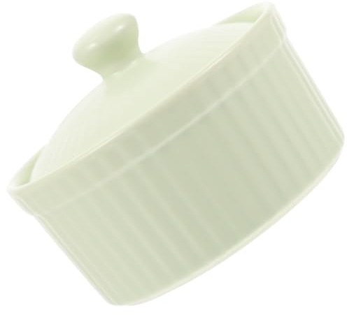 UTHCLO Ciotola in Ceramica Verde con Coperchio Resistente al Calore per Budino e Verdure, Facile da Pulire, per Cottura e Uso in Cucina Professionale
