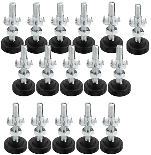 thirei Vis de Réglage, 16pcs de Nivellement, M8 Meuble vis Réglable, Pied de Nivellement, Vis de Réglage M8 avec Ecrou Enfoncé, pour Pieds de Table, Pieds de Chaise, Pied de Meuble