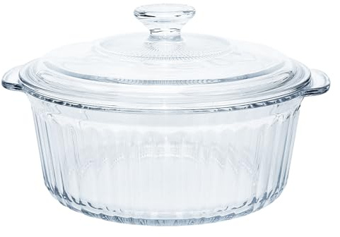 Glass Baking Dish with Lid, 2.5L Round Glass Casserole Dish with Handles Round Glass Oven Dish for Cooking Serving, Freezer &Microwave Safe