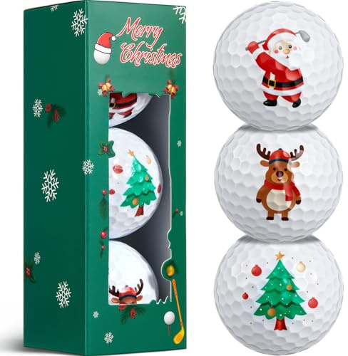 BBTO 3er Pack Weihnachts Golfbälle Lustige Golfbälle mit Geschenkbox Originelle Geschenkidee zum Geburtstag Weihnachten Golfgeschenk für Golfer Golffans Freunde Familie Kollegen(Cartoon)