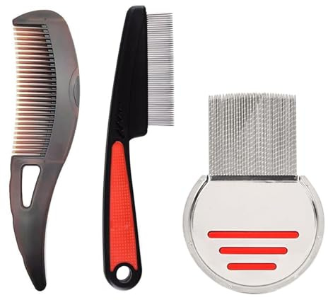 Dandruff Combs,3 PCS Stainless Steel Lice Comb Nit Comb and Dandruff Comb for Head Lice Removal Scalp Detox Psoriasis Treatment and Nit Removal for Adults Kids Pets Family