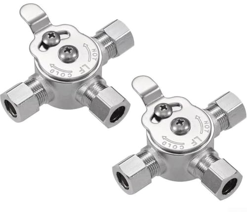 Aprilsunnyzone Manuelle Steuerung Thermostat-Mischventil 3/8 Messing mit Kompressionsanschlüssen für unter Deck für heißes und kaltes Wasser (2 Stück)