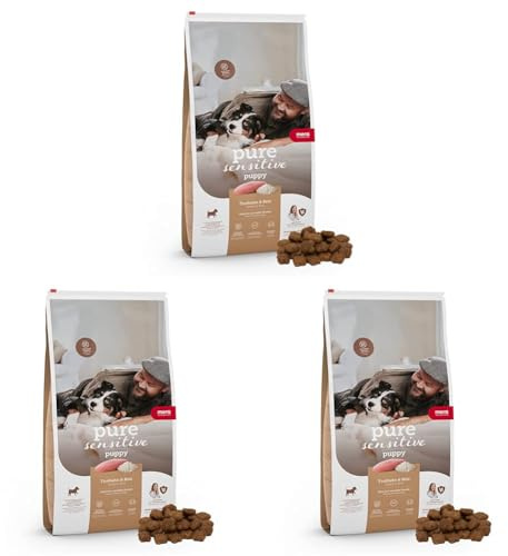 MERA Pure Sensitive Puppy mit Truthahn und Reis (4kg), leicht verdauliches Welpenfutter, glutenfreies Trockenfutter ohne Weizen (Packung mit 3)