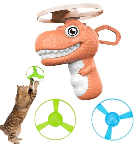 Disque Volant pour Chien Drôle de Spinner Forme Dinosaure avec 3 Hélices | Jouet de Rapport pour Chat de Chasse pour Chatons, À Utiliser en Intérieur comme en Extérieur, Jardin, Terrasse,