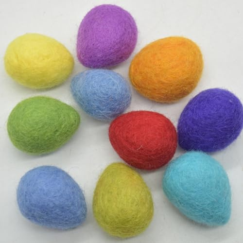 Oriental Direct based in West Yorkshire 100% Wool Felt Raindrops Teardrops Eggs - 10 Felt Raindrops - Rainbow Colours