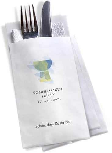 Bestecktasche Kommunion, Konfirmation, Taufe mit Motiv Kelch Aquarell | Set ab 10 Stück Staffelpreisrabatt