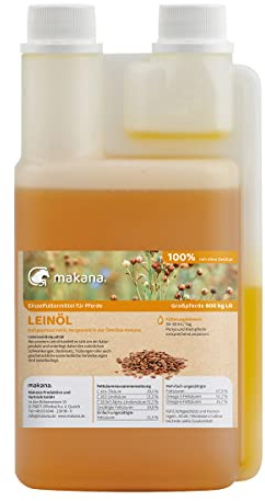 Makana Olio di Lino per Animali, spremuto a Freddo e Puro al 100%, flacone dosatore da 500 ml