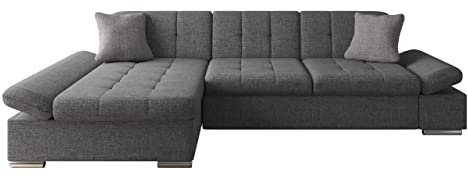 Mirjan24 Ecksofa Malwi mit Regulierbare Armlehnen Design Eckcouch mit Schlaffunktion Bettkasten L-Form Sofa vom Hersteller Couch Wohnlandschaft (Lux 06 + Lux 06 + Lux 05, Ecksofa: Links)