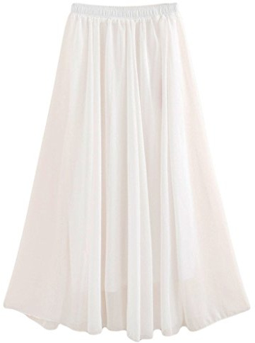 Donna Pieghettato Retro Maxi Gonna Lunga Elastica Solida Colore Gonna