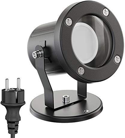ledscom.de Außen-Strahler Fluter MIBU für außen Edelstahl schwarz + LED GU10 Lampe 3-Stufen-dimmbar warmweiß W 500lm
