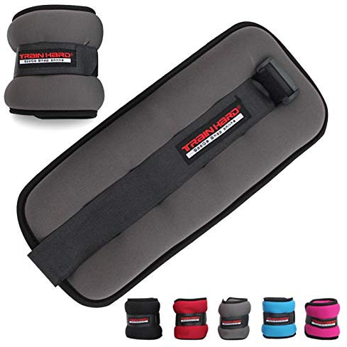TrainHard 0.5 kg - 2 kg Gewichtsmanschetten für Hand - und Fußgelenke 2er Set - in 4 Varianten Gewichts and 5 Farben Laufgewichte (1.5 KG - Grau)