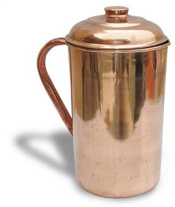 TreegoArt Wasserkrug aus reinem Kupfer, 2,5 l, auslaufsicher, nahtlos, glatt verarbeitet, mit 1 Stück