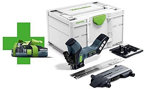Festool ISC 240 EB-Basic Akku-Dämmstoffsäge - 18 V Dämmstoffsäge im | Präzisionswerkzeug mit Wellenschliff für Glaswolle, Steinwolle und Naturfasern - inkl. Winkelanschlag und Führungsschiene