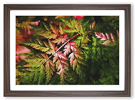 Fern Leaves Vol.2 Painting Framed Print | A2 Walnut Framed Wall Art | Ready to Hang | Modern Floral Picture | Living Room Bedroom Lounge Office