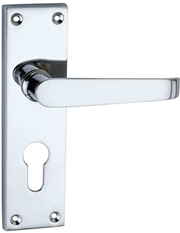 Designer Levers - Victorian Straight Lever Door Handles - Polished Chrome - 1 Pair - Euro - Locking Door Handle