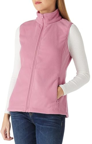 Outdoor Ventures Fleeceväst för kvinnor, mjuk ärmlös jacka med fickor med dragkedja, sport löparväst vår höst fleeceväst kvinnor, ROSA, XL