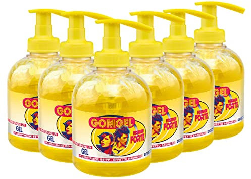 Gomgel Gel Capelli a Fissaggio Forte con Dispenser, Effetto Bagnato, Plurivitamine B5-pp, Protezione Uv - 6 x 250 ML