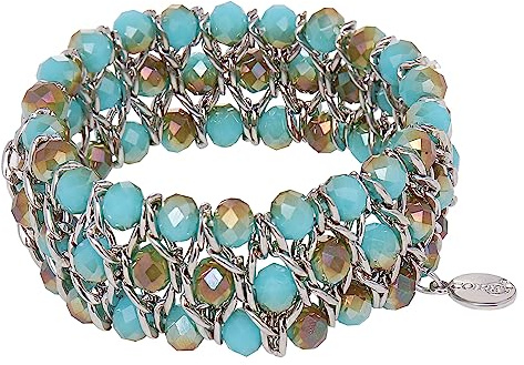 Coiris Armband mit Glasperlen, Kristall, Wickelarmband mit Legierung, elastische Kordel, Geschenke für Frauen