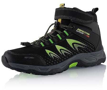Fusskleidung® Damen Herren Wanderschuhe Softshell Trail Running Trekkingschuhe Wanderstiefel Schwarz Grün EU 44