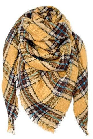 FIFTHAVE Schal Damen Halstuch Scarf Women Tuch Kaschmir Schal Winterschal Cashmereschal Karo Herbst Strickschal Wolleschal Weich Warmer Deckenschal Poncho Cape Herbstschal Dreieckstuch
