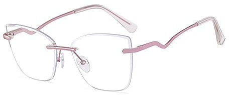 HPIRME Brillen Damen Federscharnier Damenfilter randlos quadratische Brille für Herren klare Linsendekoration,5,Einheitsgröße