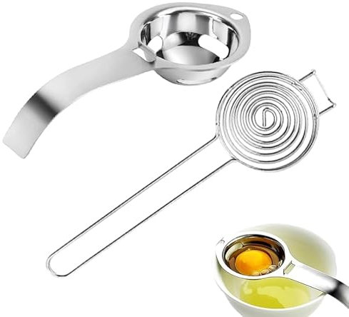 HORREX Separador de huevos, 2 unidades, separador de proteínas, de acero inoxidable, separación rápida de yemas y proteínas, separador de huevos de acero inoxidable, herramienta para separar huevos