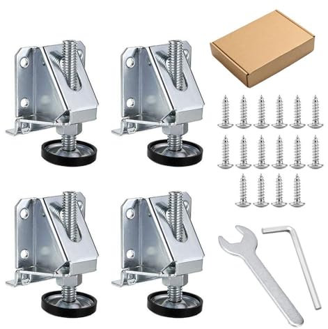 4 Stück Silber robuste Nivellierfüße mit Kontermuttern, verstellbare Möbelbeine, Nivellierfüße für Haus, Büro, Studio, Schule, Zuhause