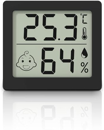 3.1’’ Large-screen Ultra-thin Thermometer and Hygrometer, Indoor Household Electronic Thermo-Hygrometer, Dry and Wet Baby Room Digital Display Temperature and Humidity Monitor Meter Gauge (black)