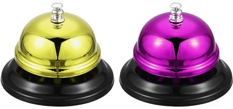 QUARKZMAN 2 Pcs Timbre de Llamada, 85mm/3.35 Timbre de Mesa Servicio Timbre para Restaurante Hotel Habitación Cocina Bar Fiesta Aula (Rojo Rosa+Dorado)