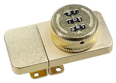 Mewutal Verrou de porte simple en verre doré sans clé à combinaison à 3 chiffres sans perçage pour vitrine en verre avec mot de passe pour porte en verre de 5 à 8 mm (doré)