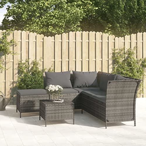 Festnight Balkon Lounge Klein mit Stauraum Ecklounge Gartenlounge Outdoor Balkonmöbel Kleiner Balkon Sofa Rattan Gartensofa L Form Ecksofa Garten Lounge Loungemöbel Terrasse Gartenmöbel Set