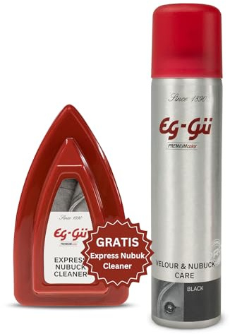 eg-gü Imprägnierspray Wildleder Pflegeset – Langanhaltender Schutz – Schwarz, 250 ml mit Wildlederbürste