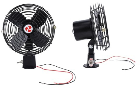 Ventilateur électrique 12V en métal de 8 pouces robuste pour voitures, camions, camping-cars, bateaux, bus - silencieux et écoénergétique avec 2 vitesses - refroidissement durable pour tous types de