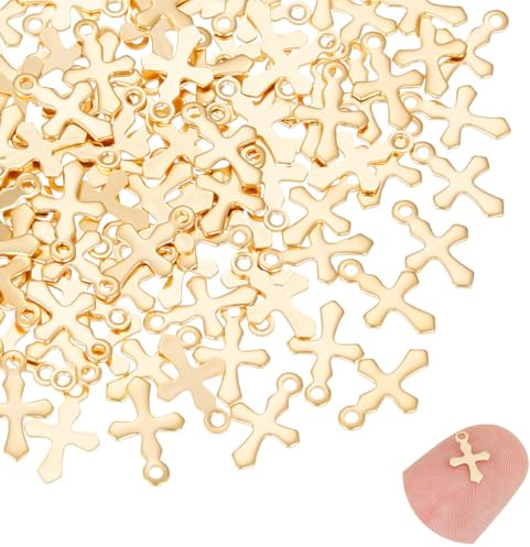 UNICRAFTALE Ciondoli Croce in Metallo 304 Ciondoli Croce in Acciaio Inossidabile Ciondoli Dorati Piccolo Ciondolo Croce Piccolo Foro accessorio Ciondolo per Collana Bracciale Orecchino Gioielli