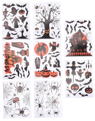 WOONEKY 8hojas Pegatinas De Halloween Para Ventanas Decoraciones De Paredes De Halloween De y Árboles Decoración De Fiesta Para y De Aplicar y Remover