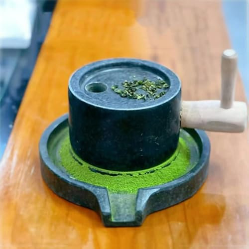 Moulin à Pierre Petite Machine à Moudre la Poudre de Thé Matcha, Moulin à Grains Manuel en Pierre pour Grains de Café/Betteraves Piquantes, Pierre Bleue Blé Orge Moulin à Riz