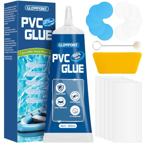 GLOWPOINT Air Mattress Patch Kit, Transparent Hot Tub Repair Kit, Vinyl Repair Kit for Air Beds, Snow Tube, Inflatable Mattresses and PVC Inflatable Products, Waterproof, UV Resistant (80ml)