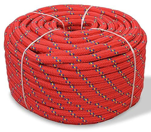 Xichuzi Bootsseil Polypropylen, Festmacherleine, Tauwerk Für Boote, Kletterseil, Baumklettern Ausrüstung, Allzweckseil, Camping Seil, 10 mm 50 m Rot