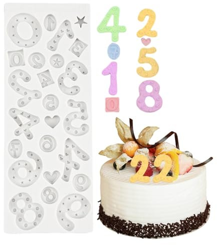 Fondant Numbers Pattern, Desserts Baking Mold Fondant, Mousse, 0.31in Candy and Baked Good, Kitchen Baking Gadget for Beginners, Ideal Home and Restaurant Use