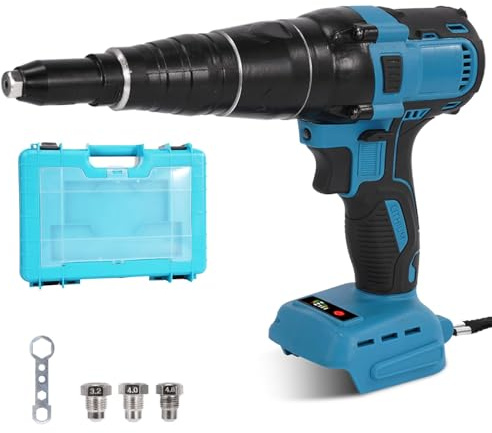 Yofidra Cordless Rivet Gun, Professional Electric Pop Riveter 20,000N with Brushless Motor 800W, Battery Riveter for 2.4-5.0mm Aluminium & Steel Rivets, Power Drills Tool (Without Battery)